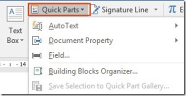 using quick parts in word